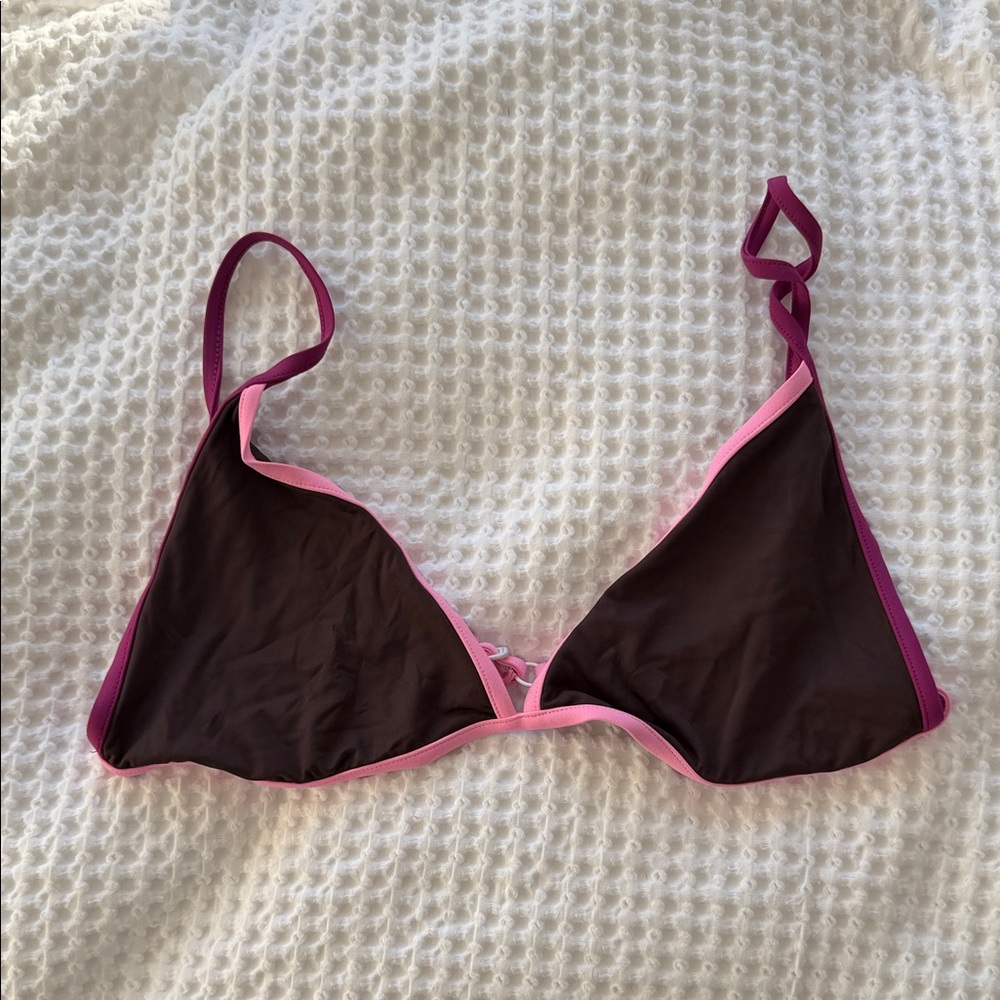 Stone Fox Swim Top (M) Brown/Pink